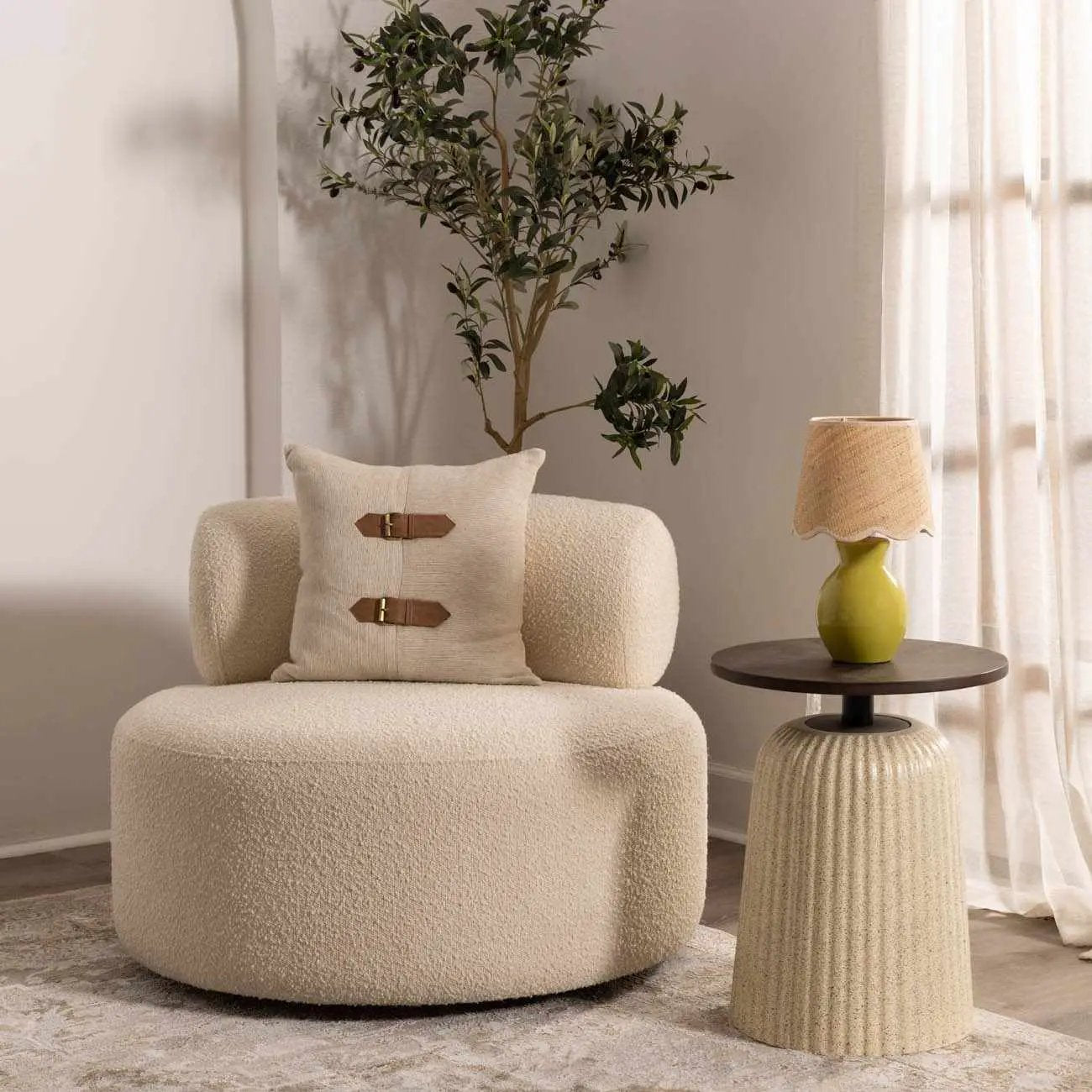 Salgareda Olive Rattan Table Lamp by Boutique Rugs