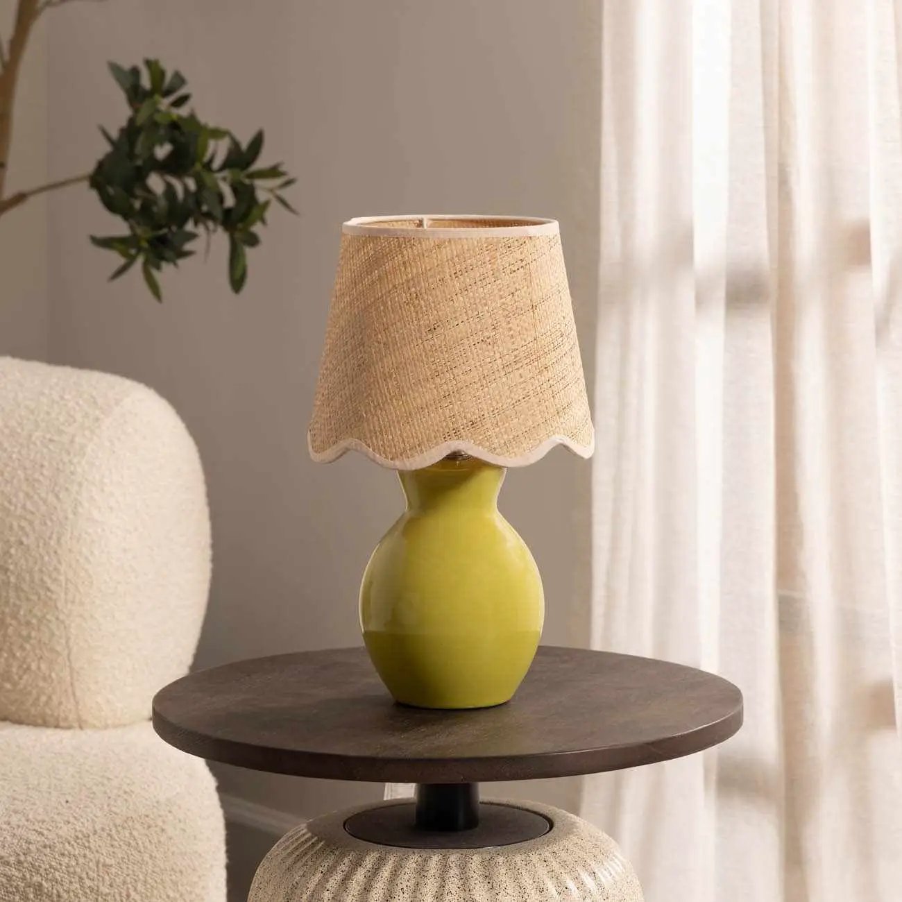 Salgareda Olive Rattan Table Lamp by Boutique Rugs