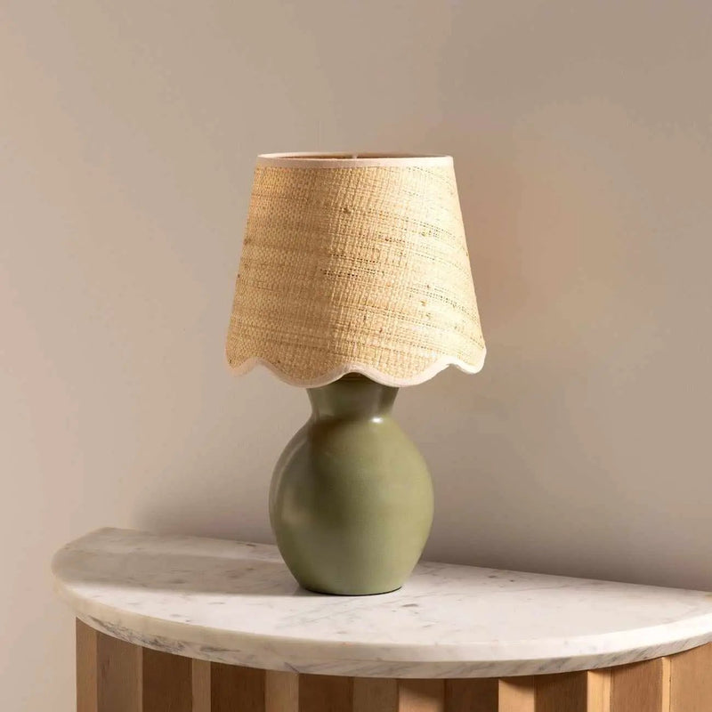 Salgareda Green Rattan Table Lamp by Boutique Rugs
