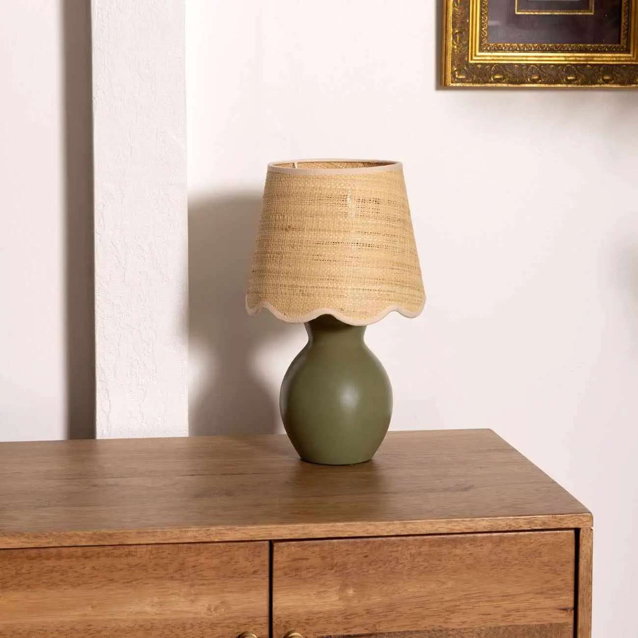 Salgareda Green Rattan Table Lamp by Boutique Rugs
