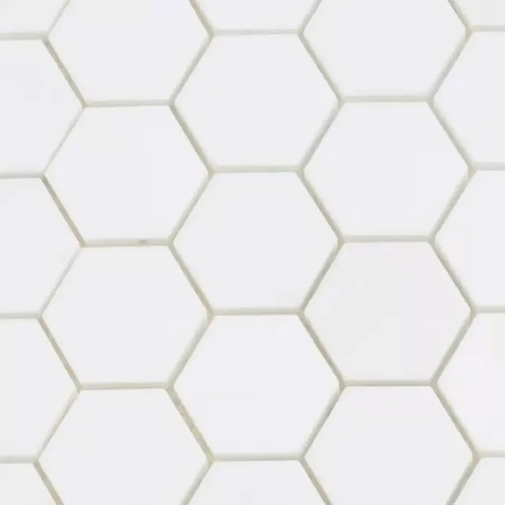 Snow White 12x12 Honed Hexagon Thassos Marble Mosaic Tile (5 pack, 4.83 sq ft/case) by Apollo Tile