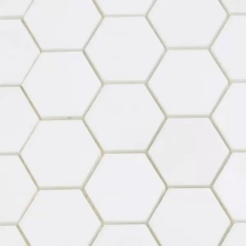 Snow White 12x12 Honed Hexagon Thassos Marble Mosaic Tile (5 pack, 4.83 sq ft/case) by Apollo Tile