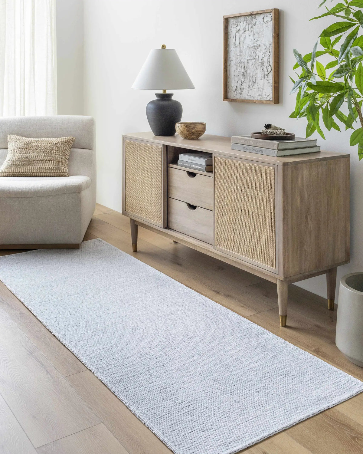 Isako Light Blue Solid Washable Rug - Clearance, installed in a room 3