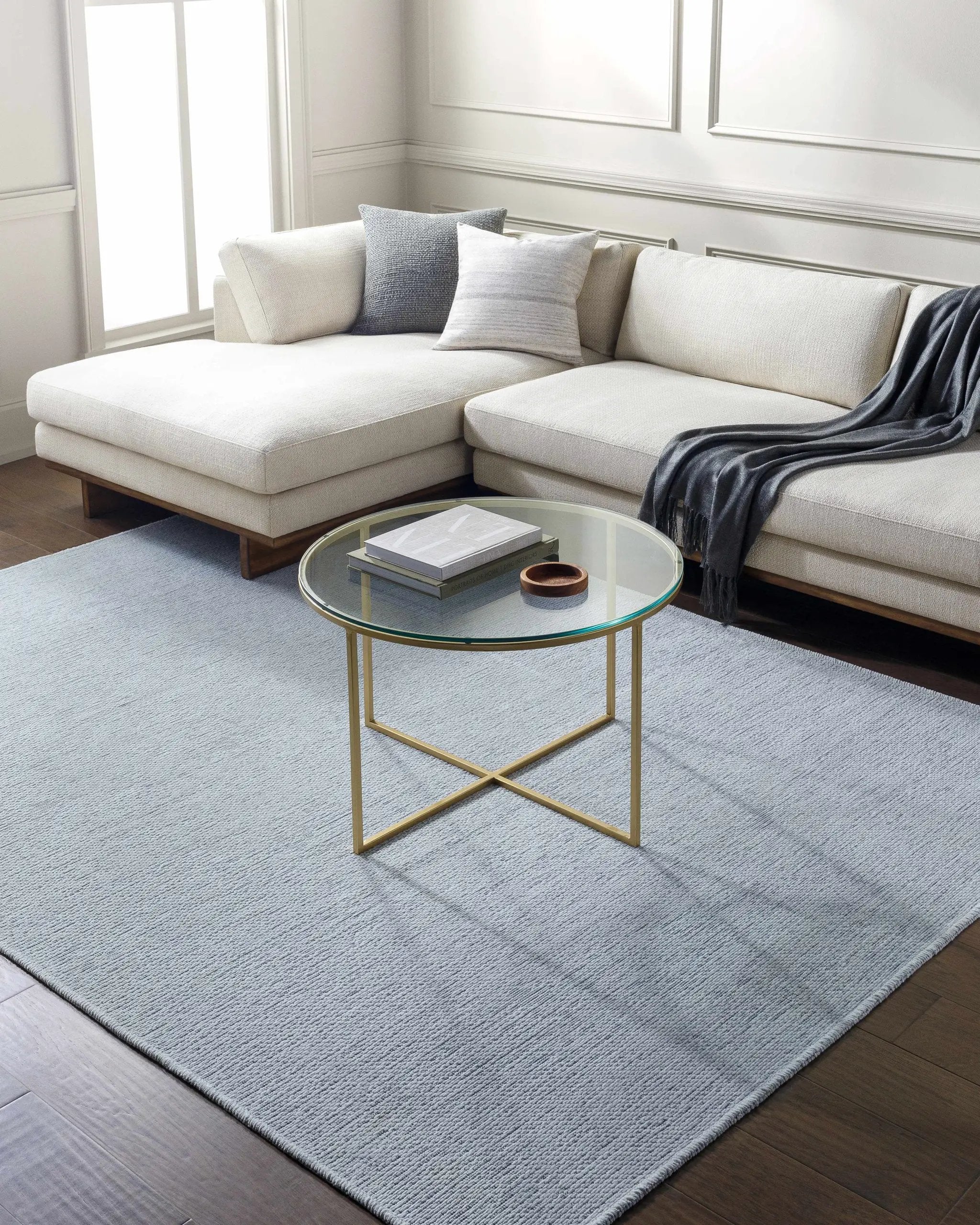 Isako Light Blue Solid Washable Rug - Clearance by Boutique Rugs