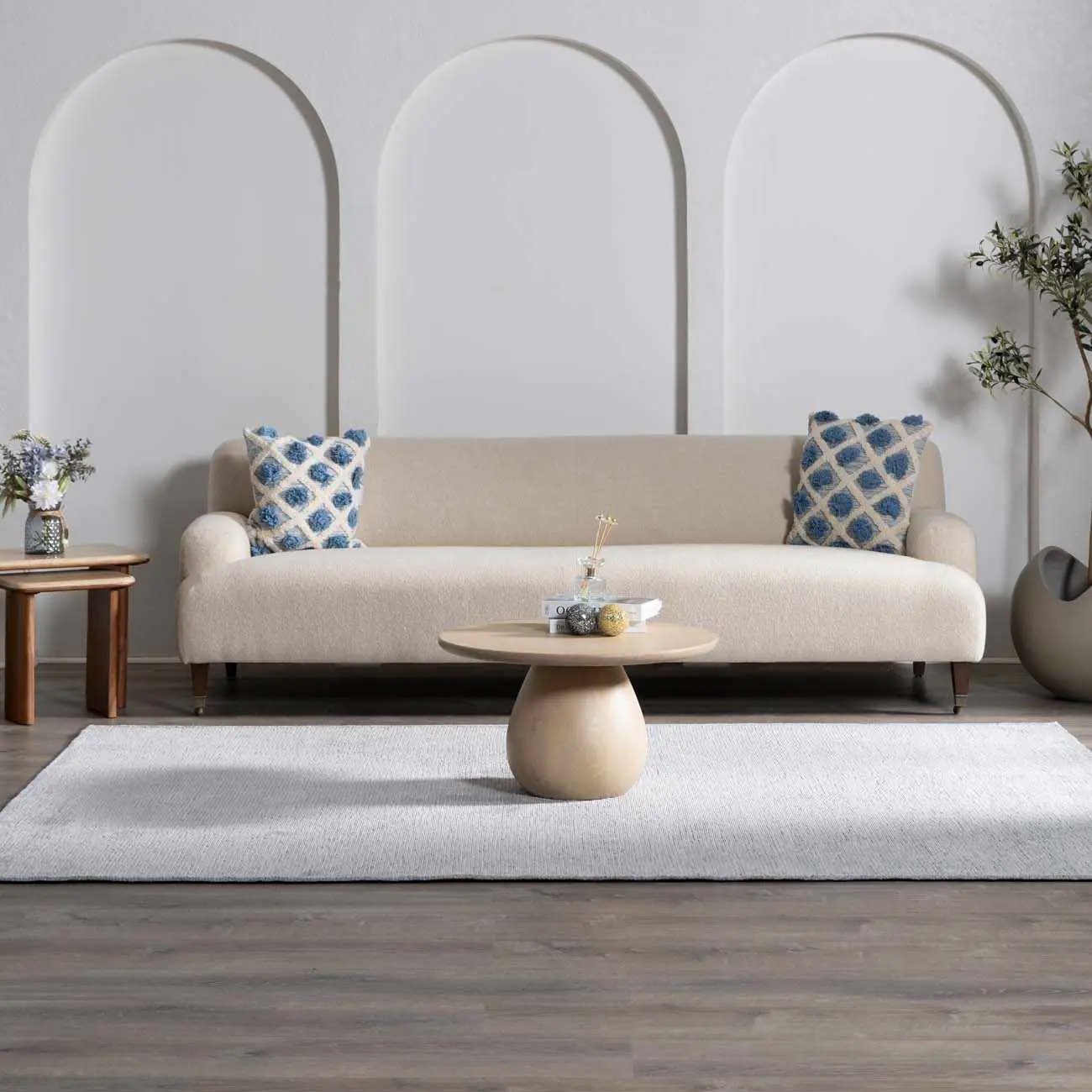 Isako Blue & Gray Solid Washable Area Rug - Clearance by Boutique Rugs