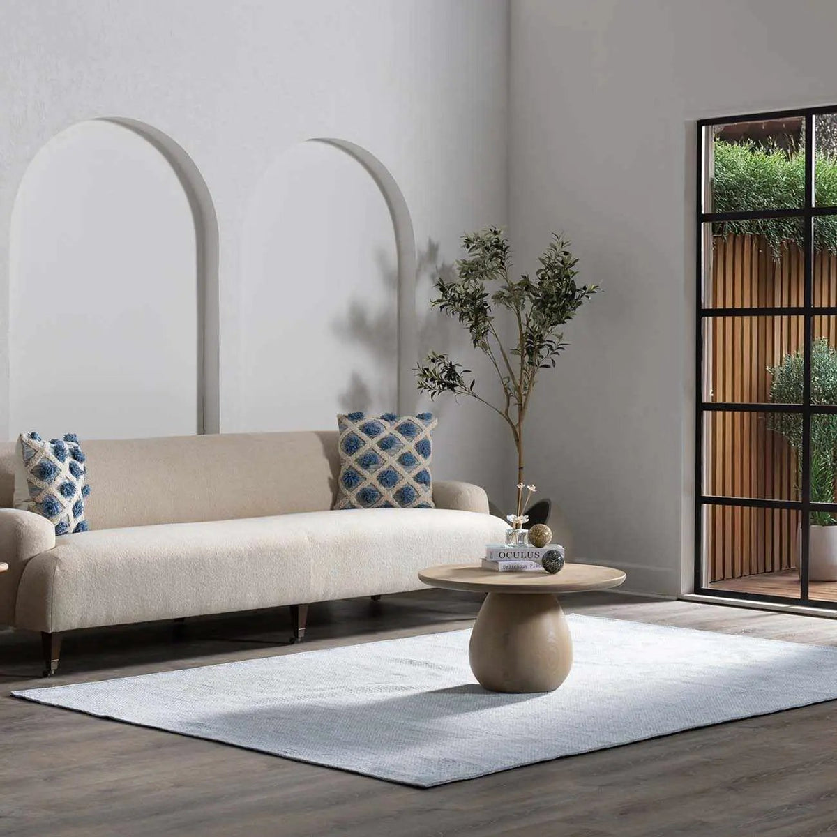 Isako Blue & Gray Solid Washable Area Rug - Clearance, installed in a room 2