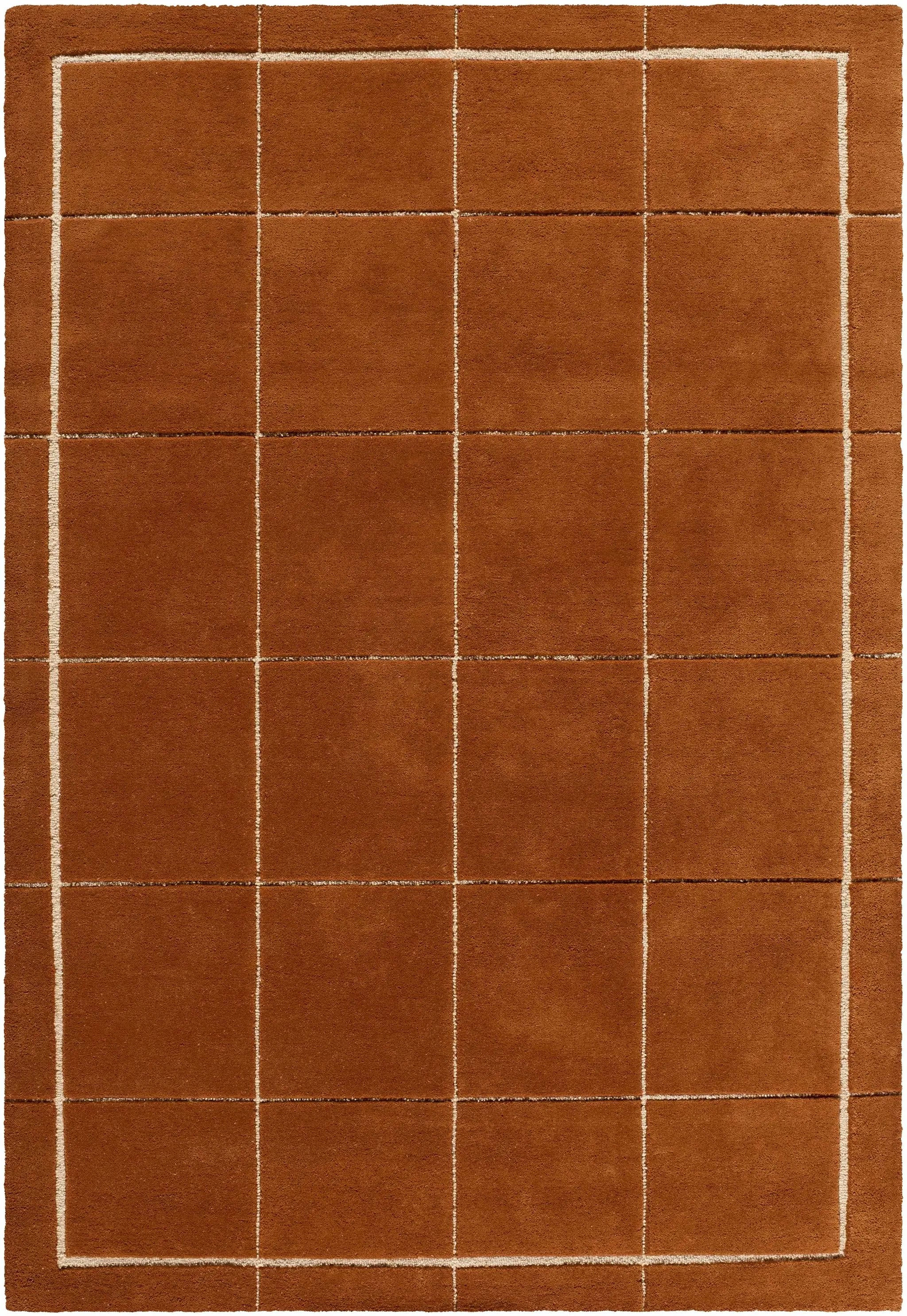 Siarl Burnt Orange Checkered Area Rug by Boutique Rugs