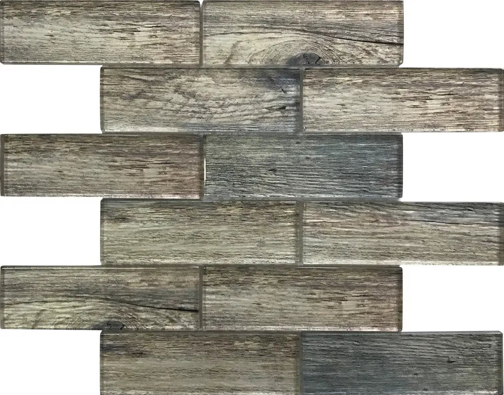 Wooden Brown 12x12 Glossy Brick Glass Mosaic Tile (5 pack, 4.83 sq ft/case) by Apollo Tile