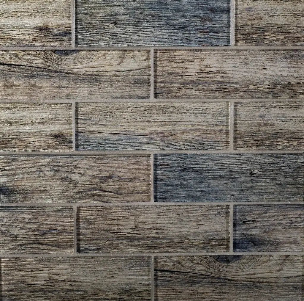 Wooden Brown 12x12 Glossy Brick Glass Mosaic Tile (5 pack, 4.83 sq ft/case) by Apollo Tile