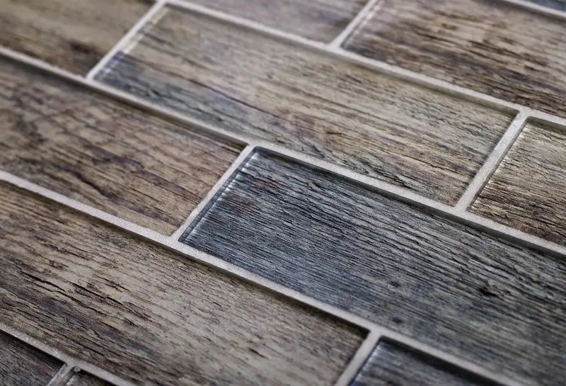 Wooden Brown 12x12 Glossy Brick Glass Mosaic Tile (5 pack, 4.83 sq ft/case) by Apollo Tile