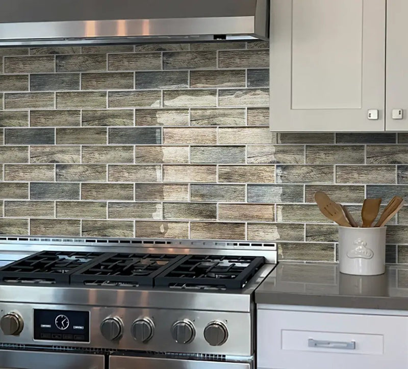 Wooden Brown 12x12 Glossy Brick Glass Mosaic Tile (5 pack, 4.83 sq ft/case) by Apollo Tile