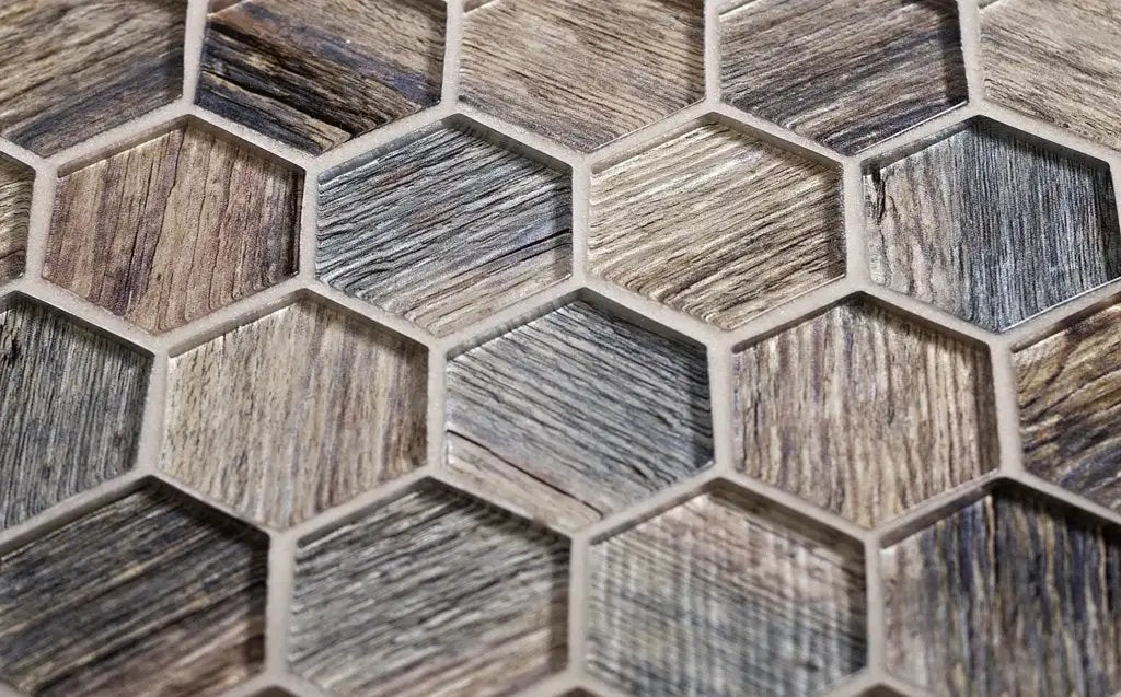 Wooden Brown 12x12 Glossy Hexagon Glass Mosaic Tile (5 pack, 4.83 sq ft/case) by Apollo Tile