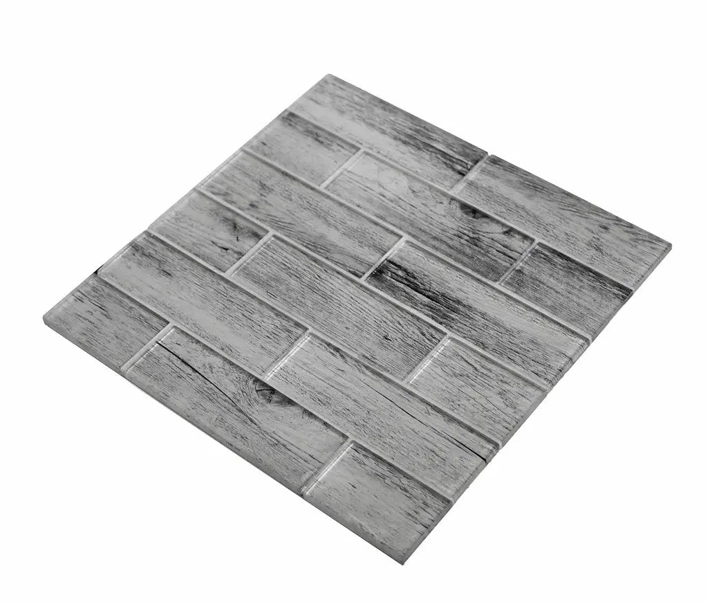 Light Gray 12x12 Glossy Brick Glass Mosaic Tile (5 pack, 4.83 sq ft/case) by Apollo Tile