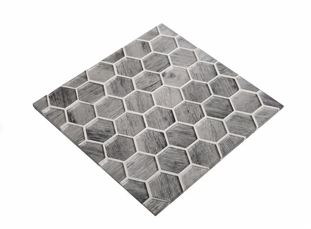 Light Gray 12x12 Glossy Hexagon Glass Mosaic Tile (5 pack, 4.83 sq ft/case) by Apollo Tile