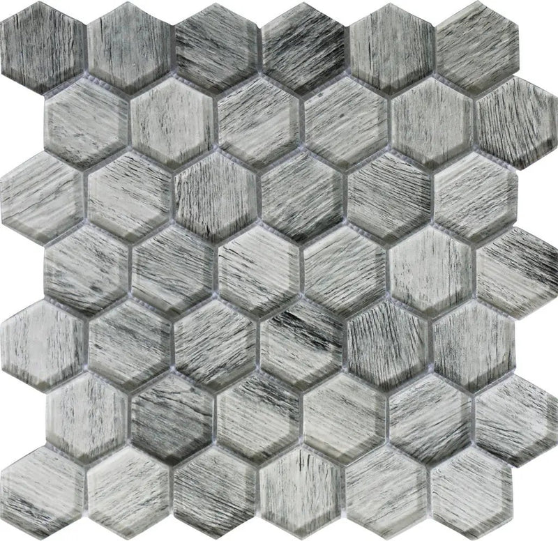 Light Gray 12x12 Glossy Hexagon Glass Mosaic Tile (5 pack, 4.83 sq ft/case) by Apollo Tile