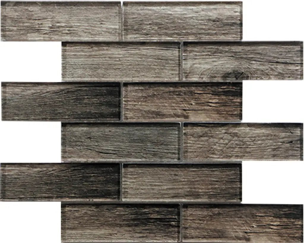 Brown 12x12 Glossy Brick Glass Mosaic Tile (5 pack, 4.83 sq ft/case) by Apollo Tile