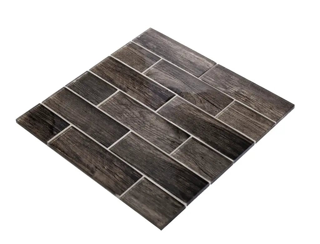 Brown 12x12 Glossy Brick Glass Mosaic Tile (5 pack, 4.83 sq ft/case) by Apollo Tile