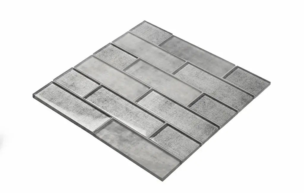 Gray 12x12 Glass Glossy Mosaic Tile (5 pack, 4.83 sq ft/case) by Apollo Tile