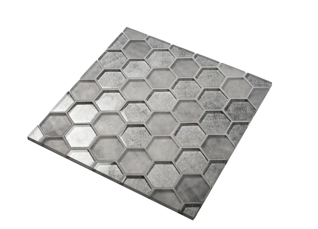 Gray 12x12 Glossy Hexagon Glass Mosaic Tile (5 pack, 4.83 sq ft/case) by Apollo Tile