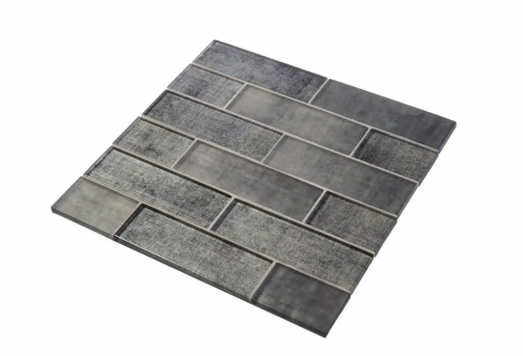 Coin Gray 12x12 Glossy Brick Glass Mosaic Tile (5 pack, 4.83 sq ft/case) by Apollo Tile