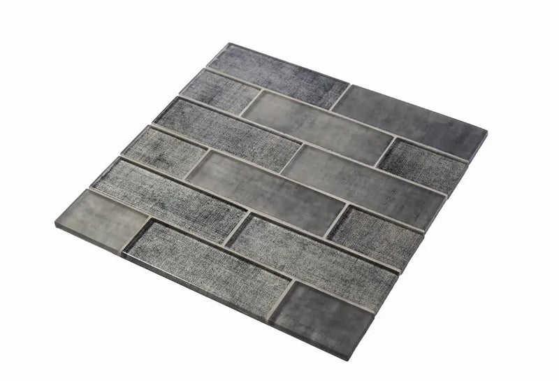 Coin Gray 12x12 Glossy Brick Glass Mosaic Tile (5 pack, 4.83 sq ft/case) by Apollo Tile