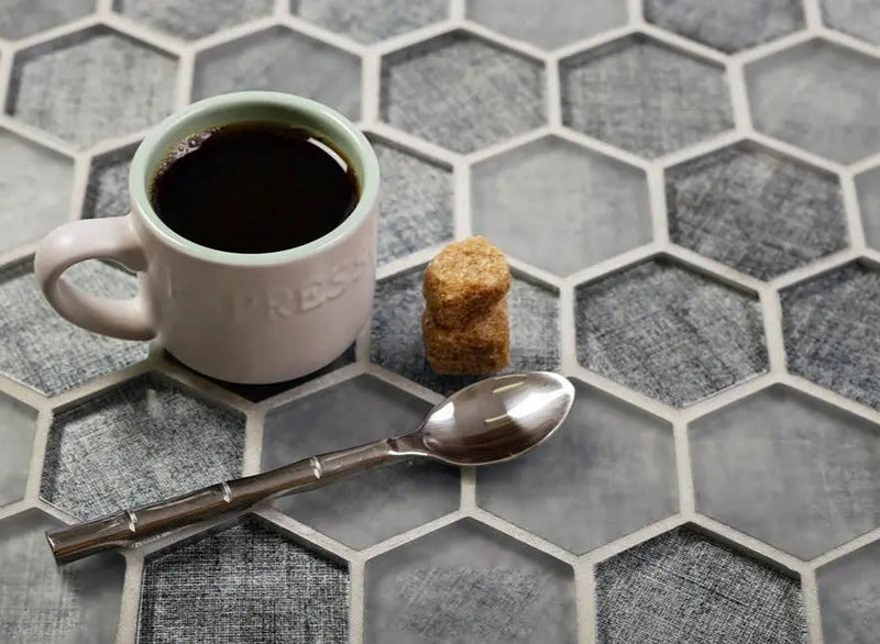 Coin Gray 12x12 Glossy Hexagon Glass Mosaic Tile (5 pack, 4.83 sq ft/case) by Apollo Tile