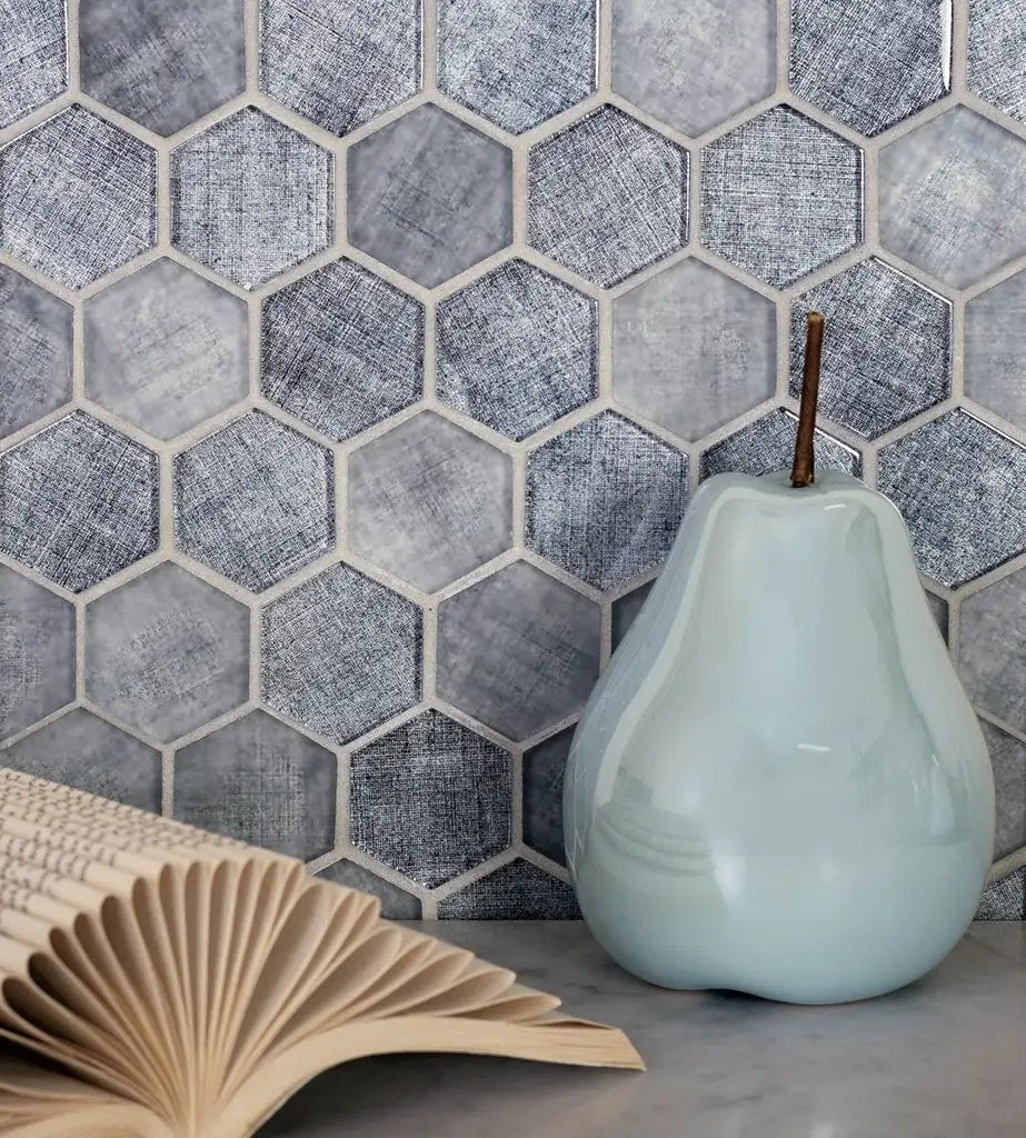 Coin Gray 12x12 Glossy Hexagon Glass Mosaic Tile (5 pack, 4.83 sq ft/case) by Apollo Tile