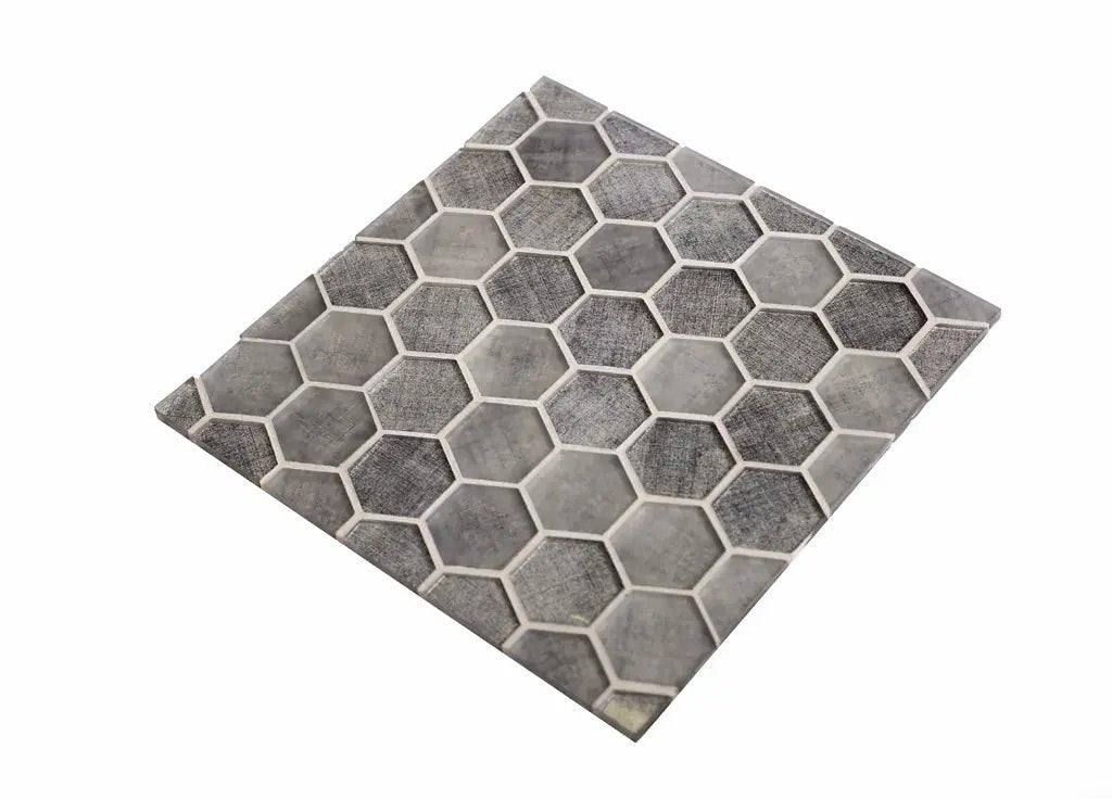 Coin Gray 12x12 Glossy Hexagon Glass Mosaic Tile (5 pack, 4.83 sq ft/case) by Apollo Tile