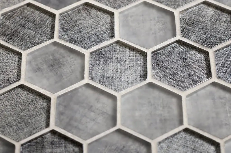 Coin Gray 12x12 Glossy Hexagon Glass Mosaic Tile (5 pack, 4.83 sq ft/case) by Apollo Tile