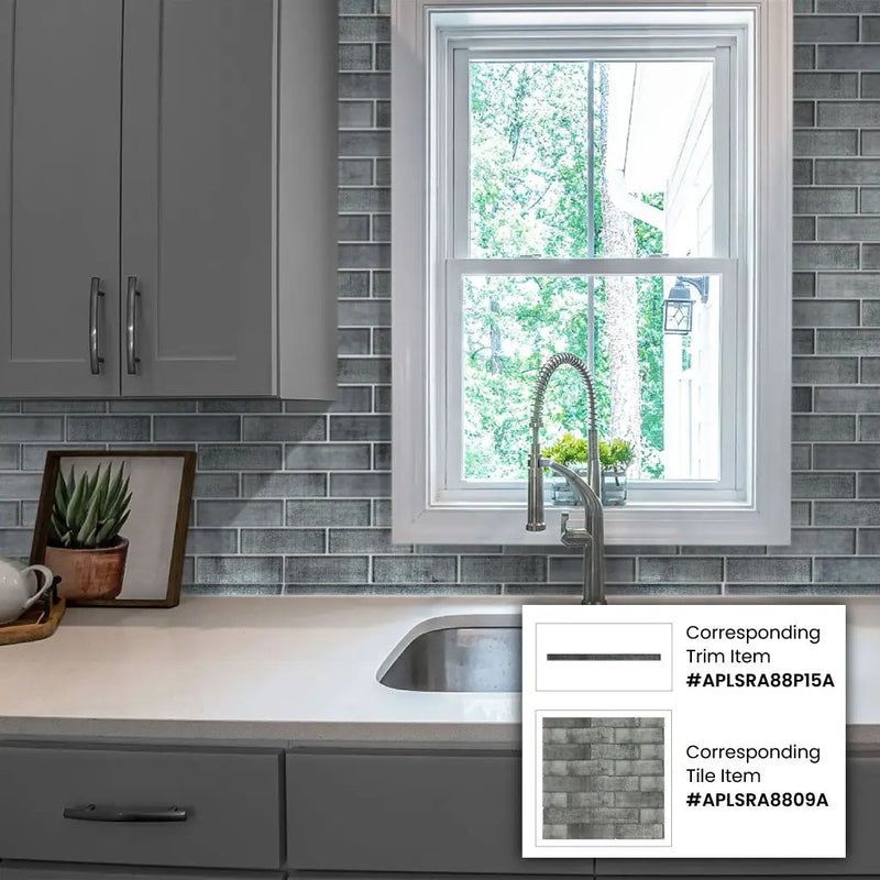 Coin Gray 12x12 Glossy Brick Glass Mosaic Tile (5 pack, 4.83 sq ft/case) by Apollo Tile