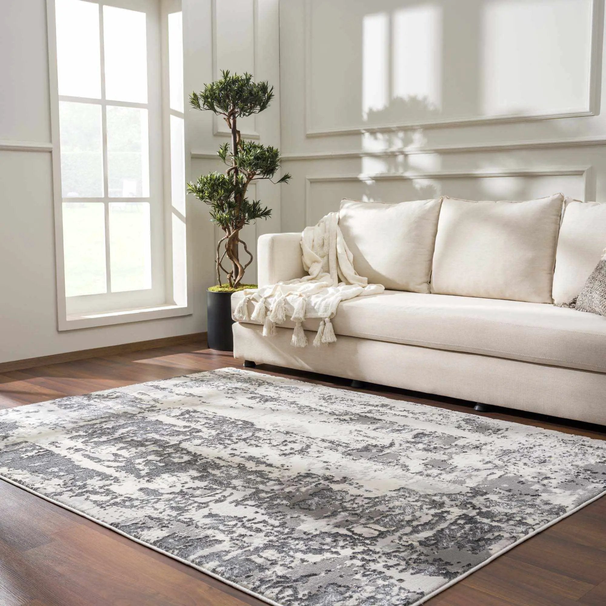 Junko Gray & Blue Marble Area Rug - Clearance by Boutique Rugs