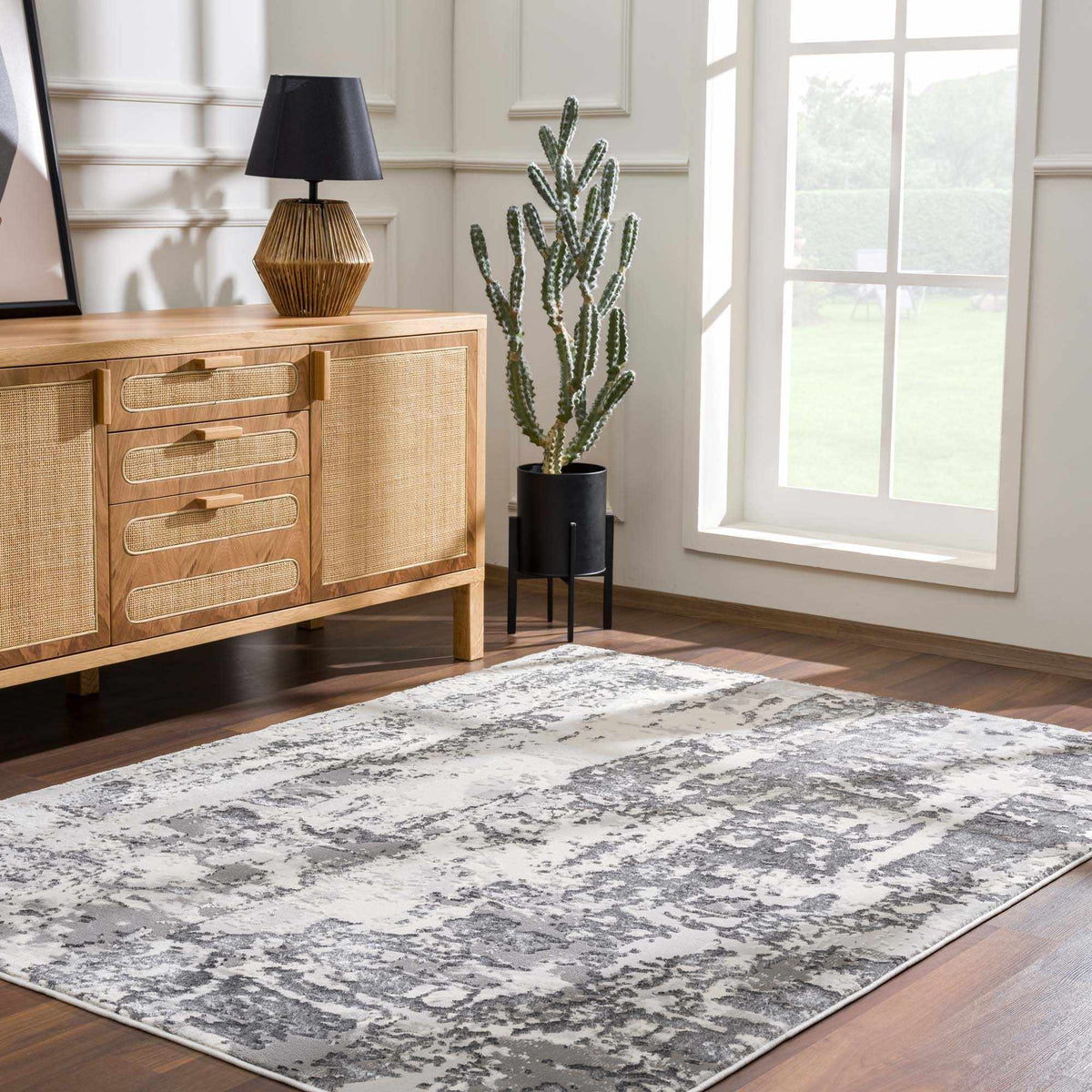 Junko Gray & Blue Marble Area Rug - Clearance, installed in a room 2