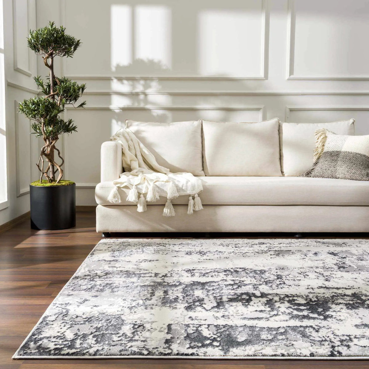 Junko Gray & Blue Marble Area Rug - Clearance, installed in a room 3
