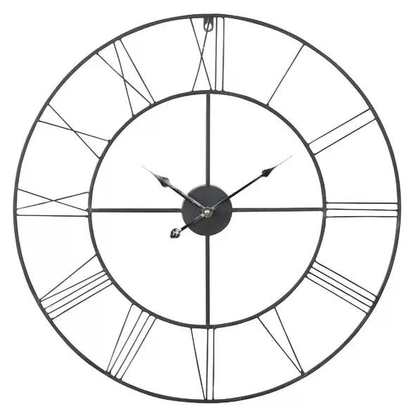 Round 24-inch Metal Wall Clock with Roman Numerals by HomePacific