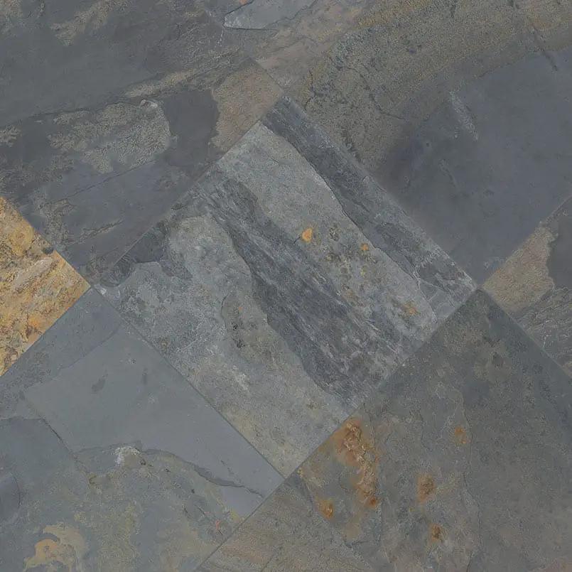 Rustic Gold Gauged Slate Tiles 12x12 angled view