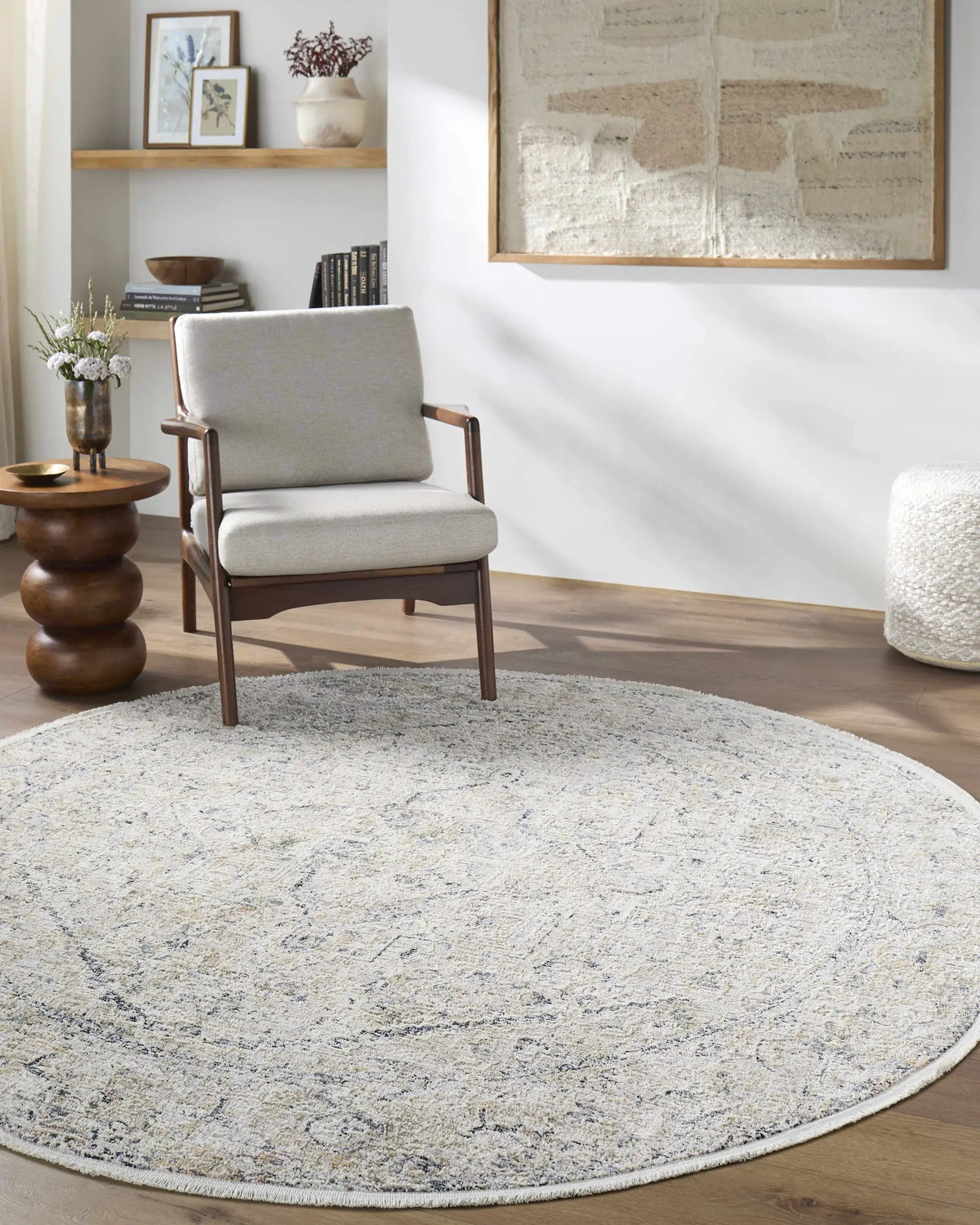 Charo Dusty Sage Area Rug, installed in a room 3