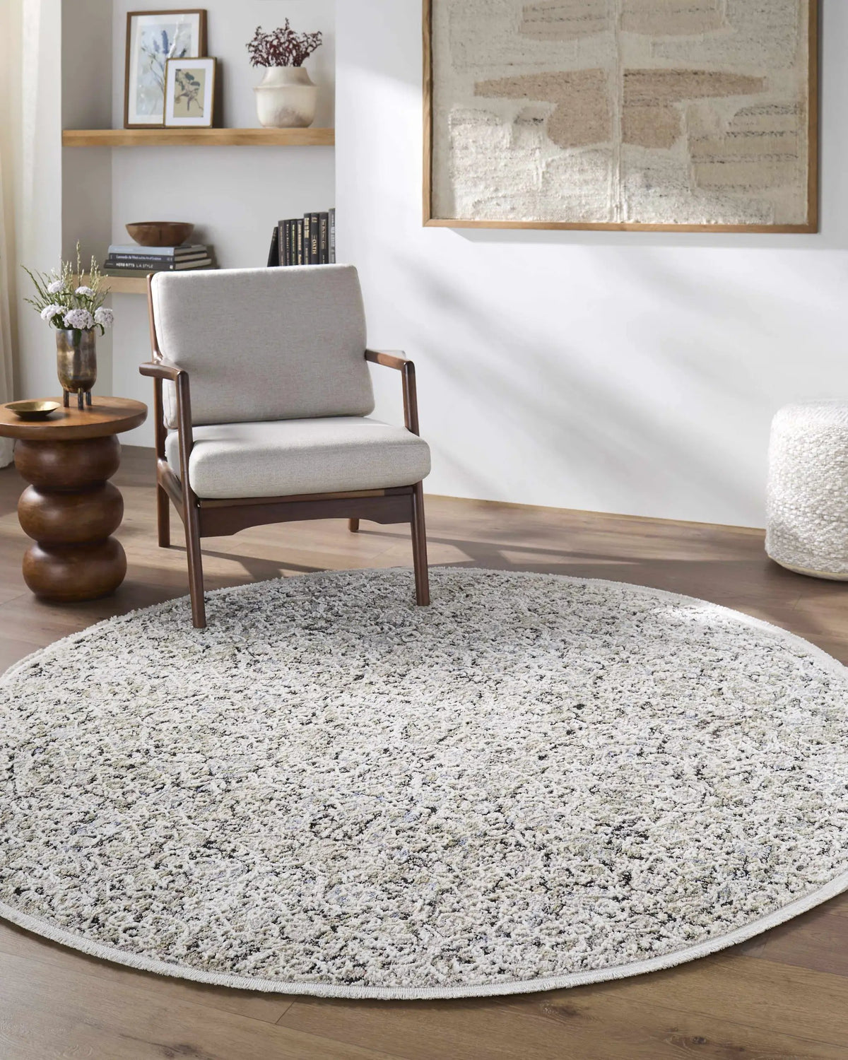 Haran Cloud Gray Area Rug, installed in a room 3