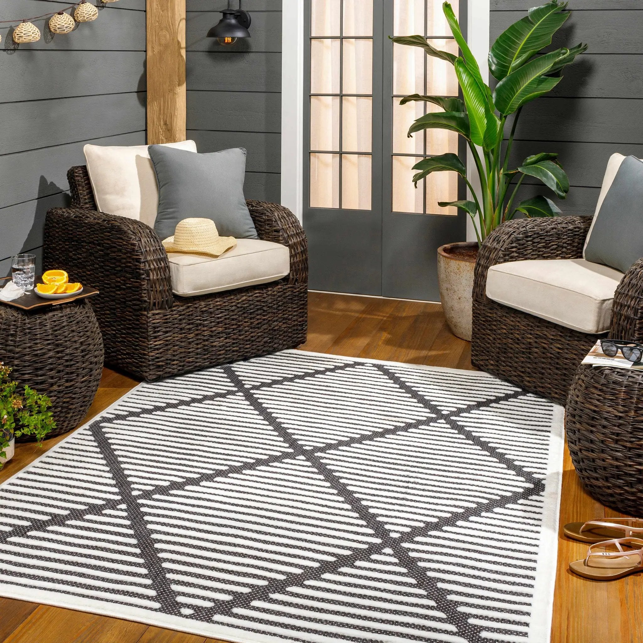 Anah 3D Black Outdoor Rug by Boutique Rugs