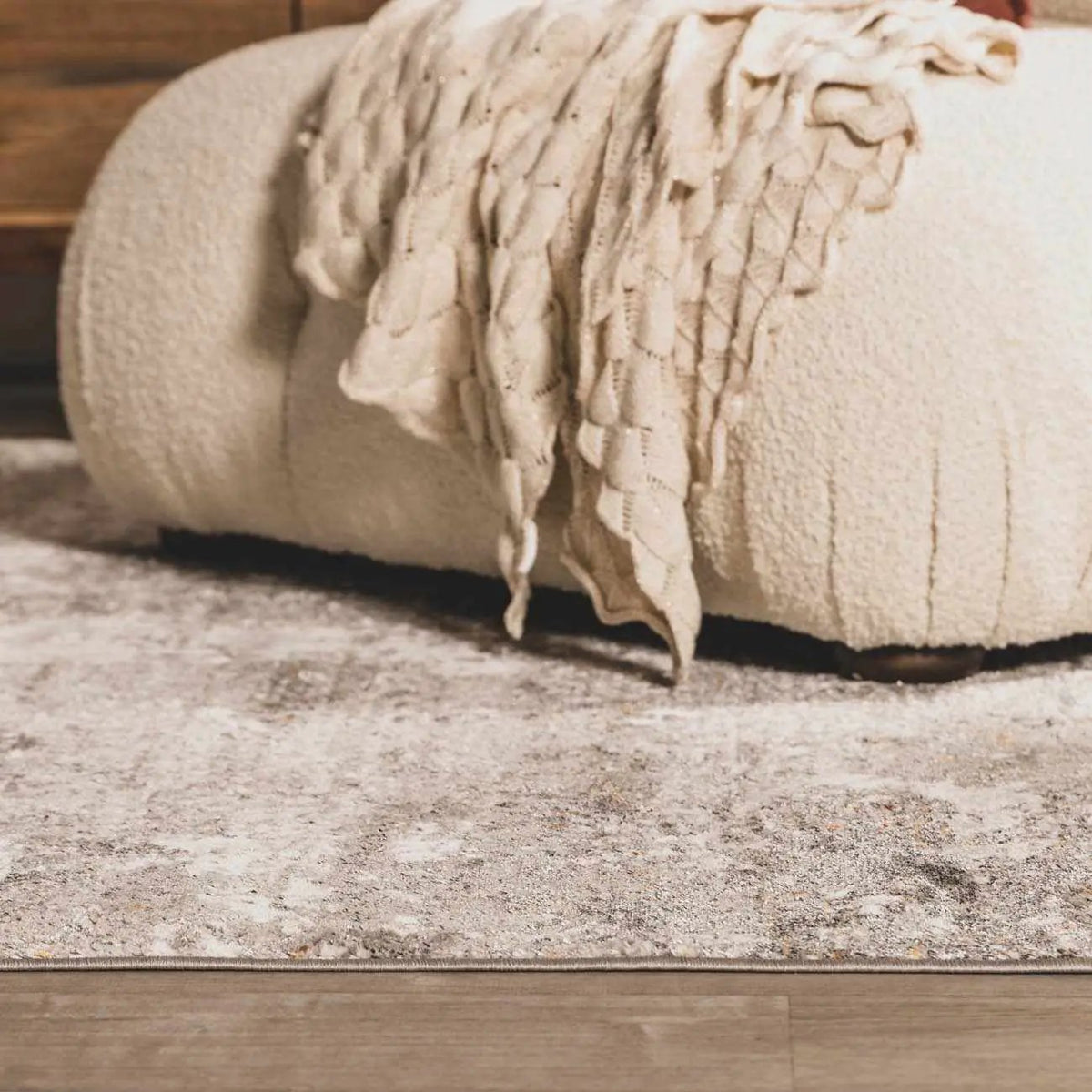 Duval Taupe Abstract Area Rug, installed in a room 4