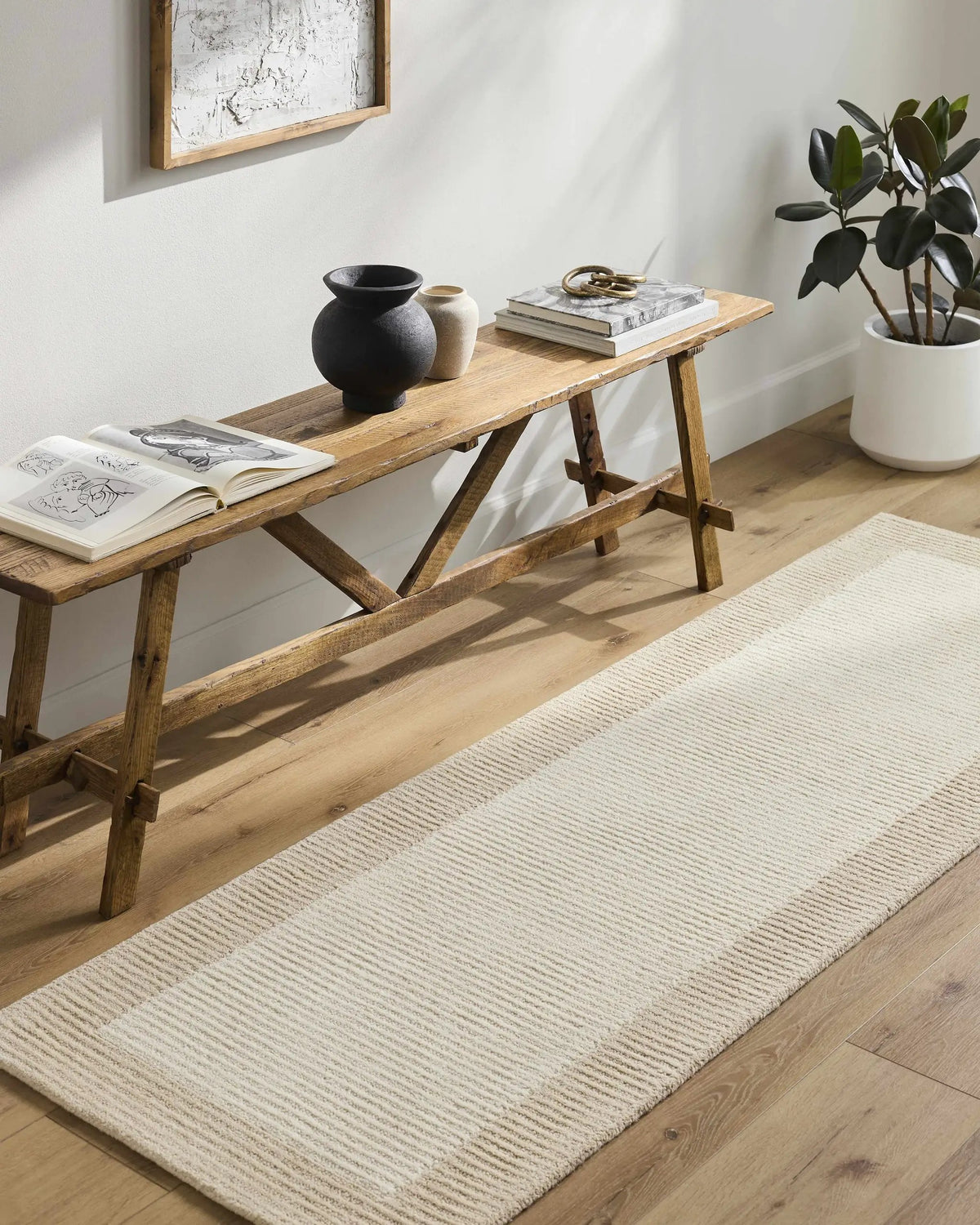 Amadi Beige Wool Area Rug, installed in a room 2