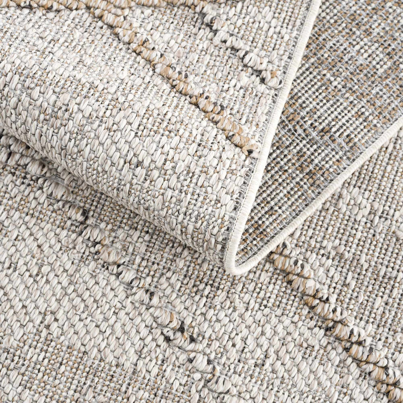 Baqer Bone & Tan Textured Performance Outdoor Rug - Clearance by Boutique Rugs