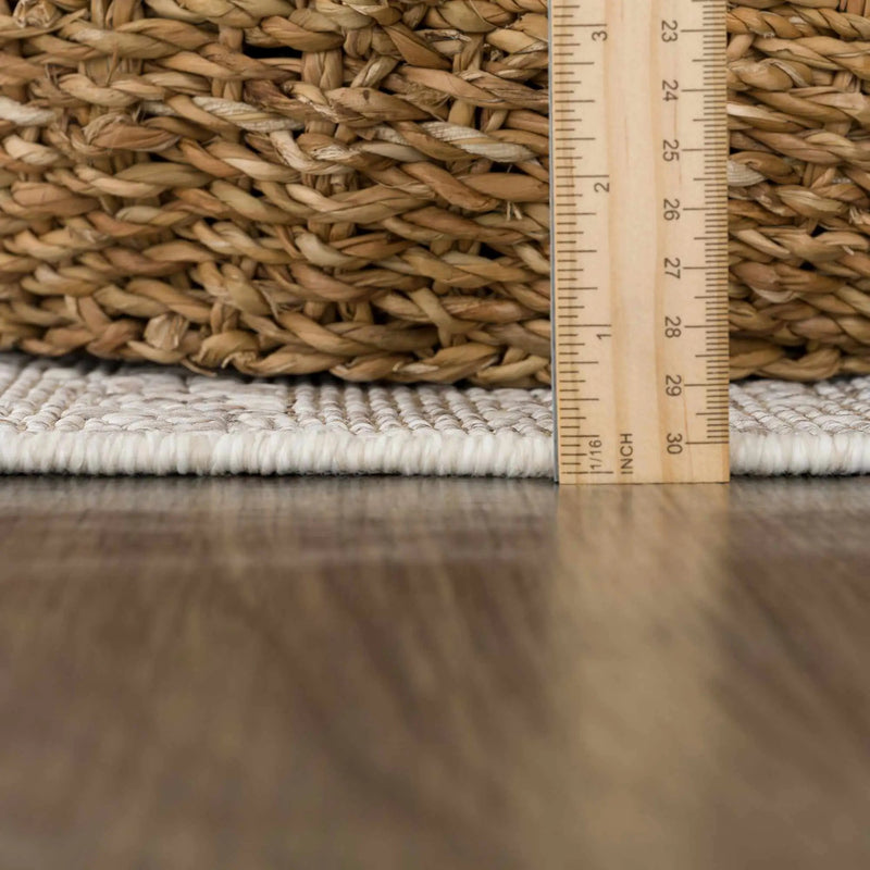 Baqer Bone & Tan Textured Performance Outdoor Rug - Clearance by Boutique Rugs