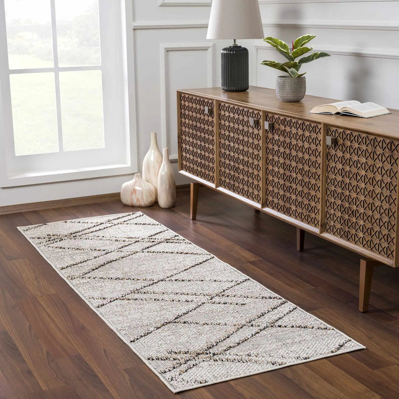 Baqer Bone & Tan Textured Performance Outdoor Rug - Clearance by Boutique Rugs