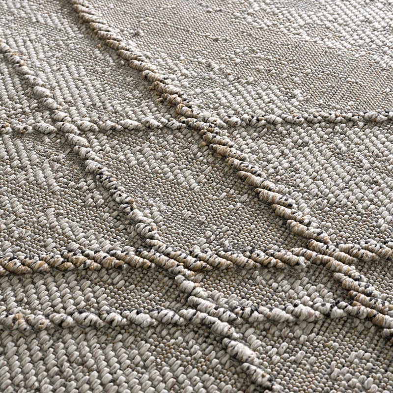 Baqer Bone & Tan Textured Performance Outdoor Rug - Clearance by Boutique Rugs