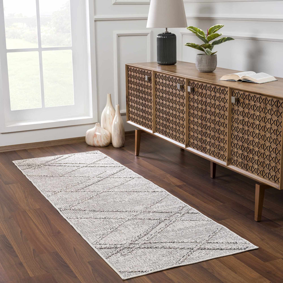 Baqer Bone & Taupe Area Rug, installed in a room 3