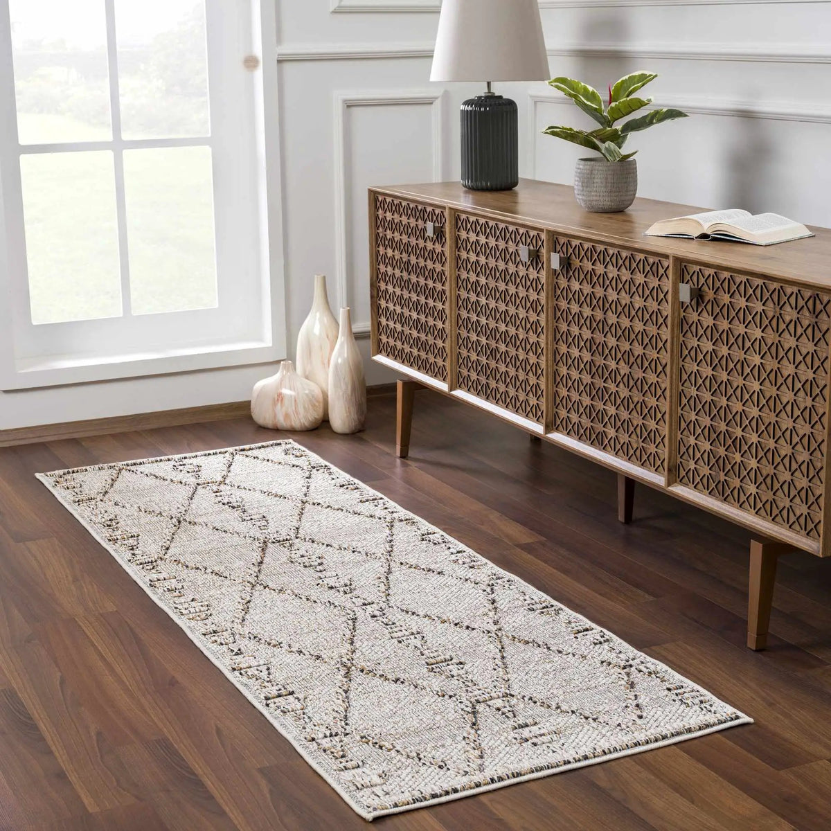 Nyla Bone Indoor & Outdoor Rug - 2x3 - Clearance, installed in a room 3
