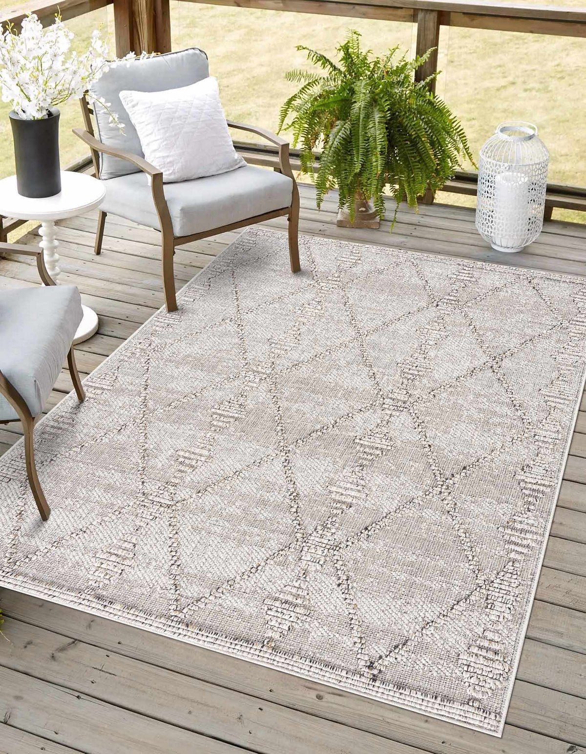 Nyla Bone Indoor & Outdoor Rug - 2x3 - Clearance, installed in a room 2