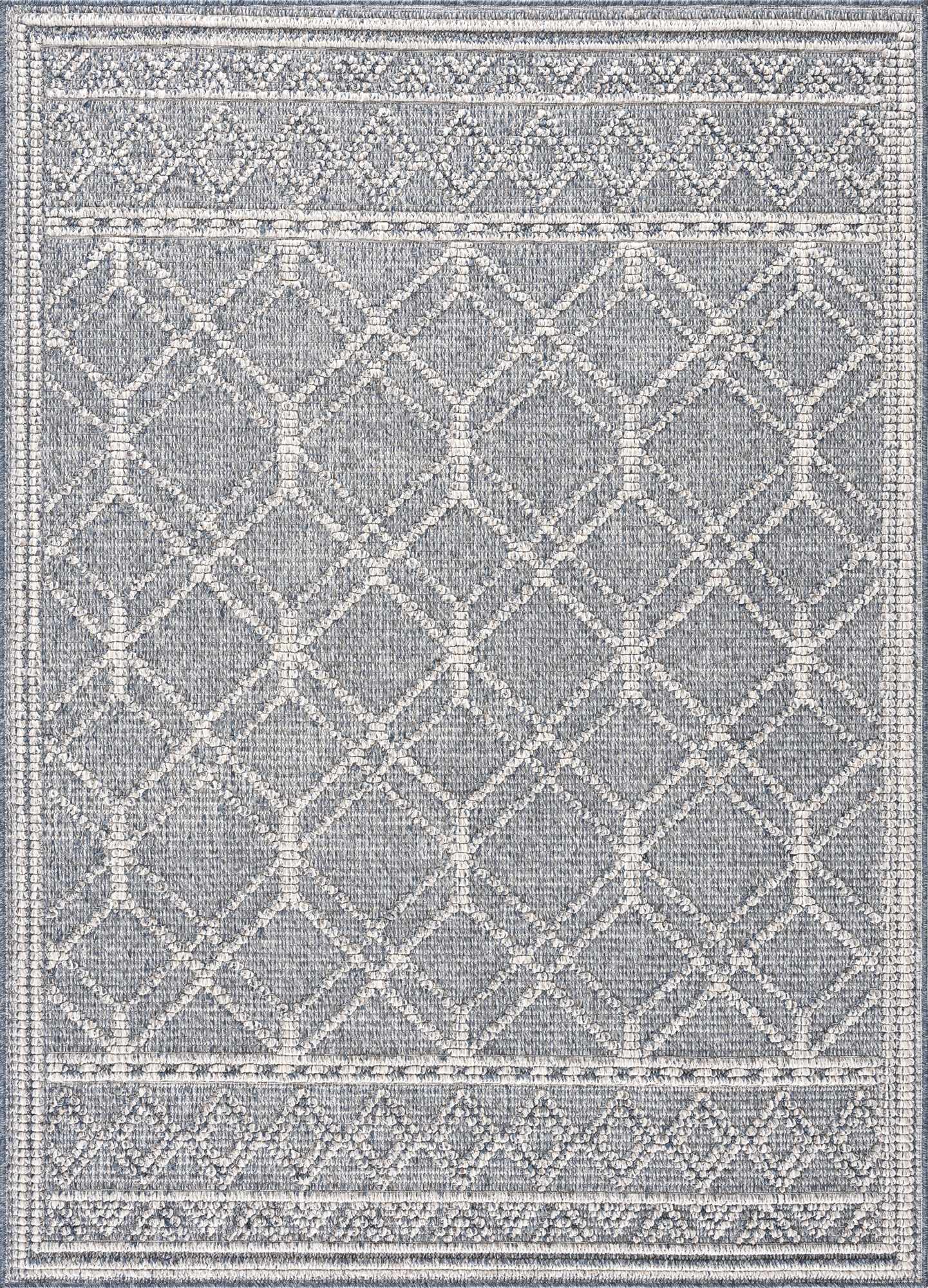 Diah Gray Blue & Bone Outdoor Area Rug - Clearance by Boutique Rugs