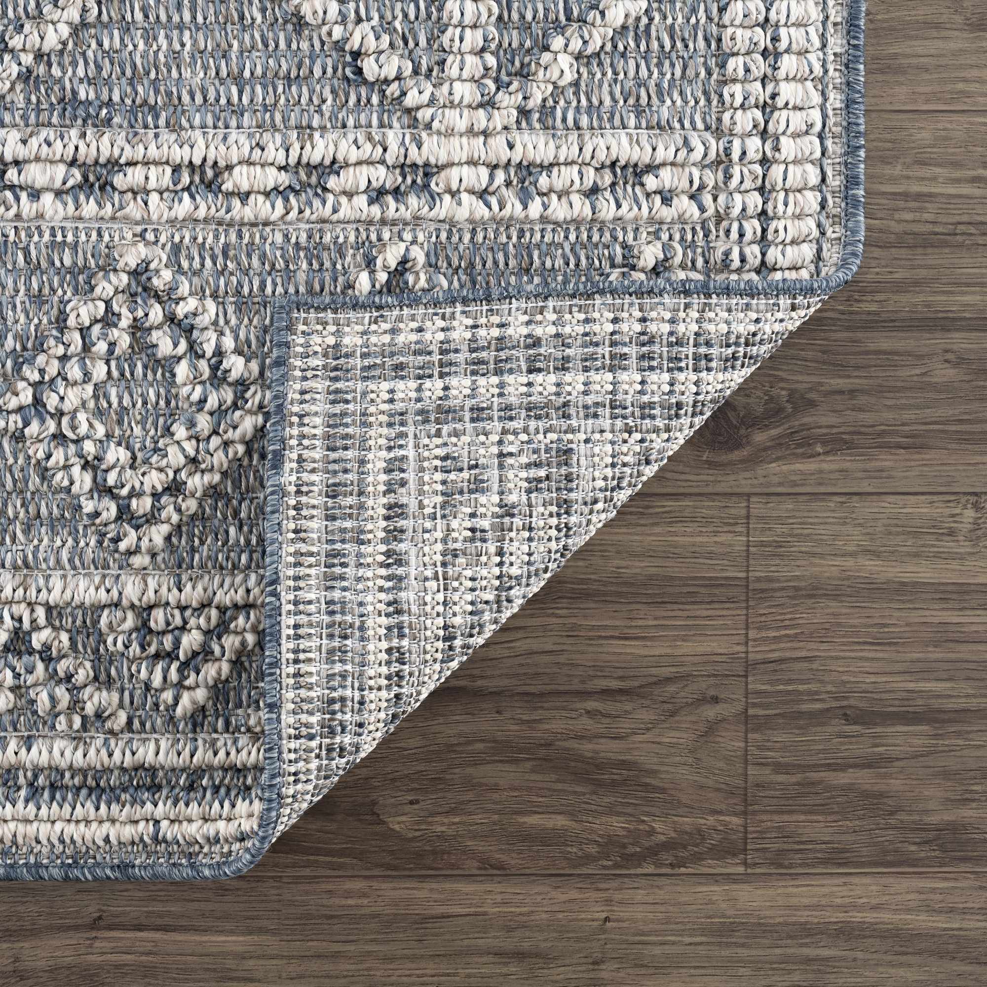 Diah Gray Blue & Bone Outdoor Area Rug - Clearance by Boutique Rugs