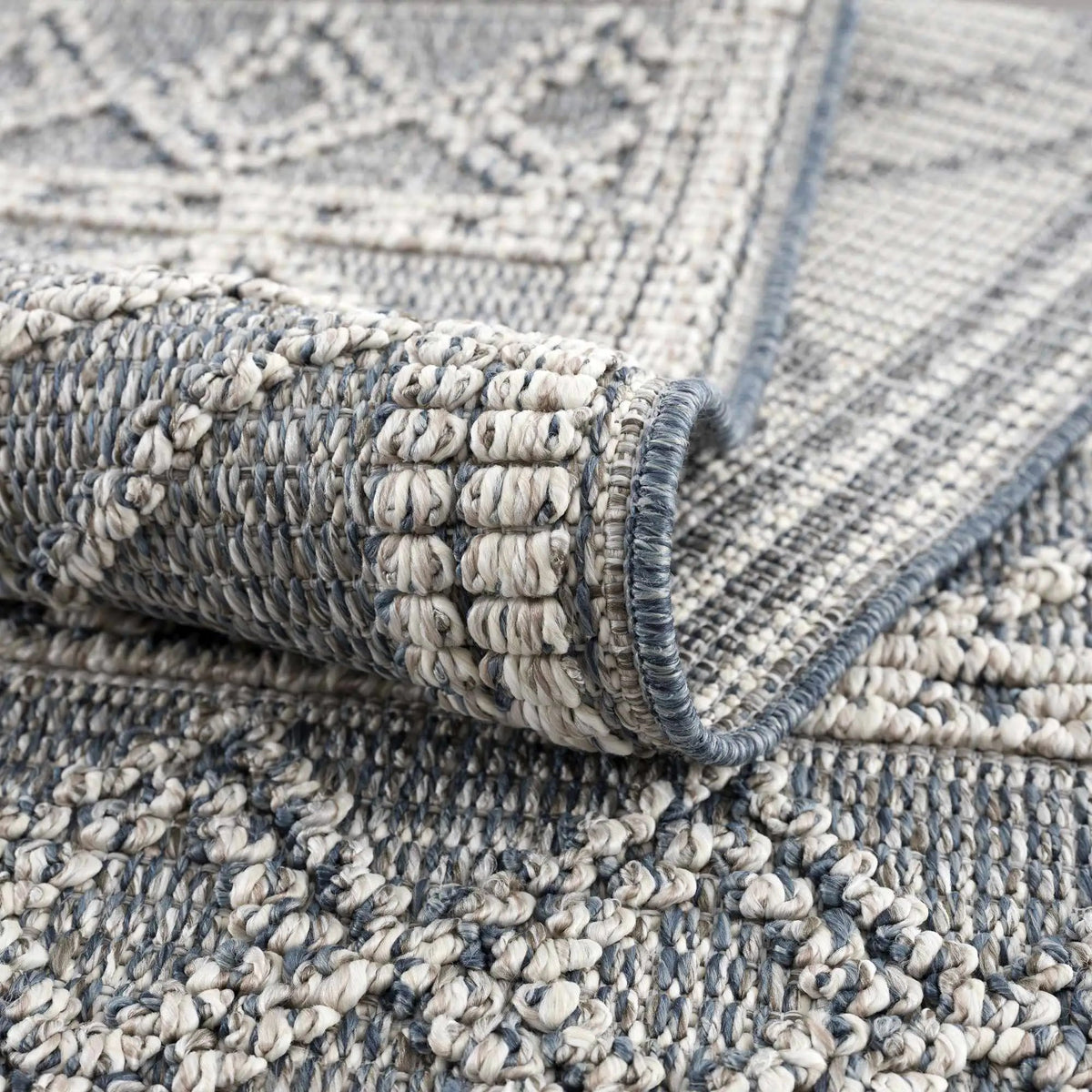 Diah Gray Blue & Bone Outdoor Area Rug - Clearance, photo 16 of 18